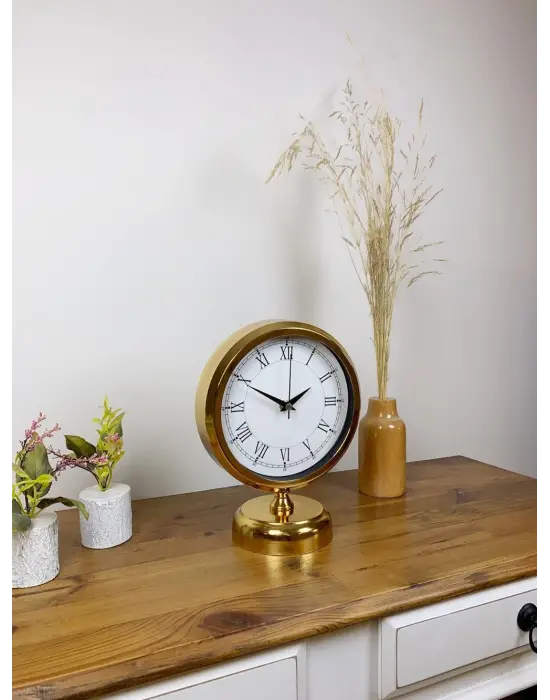 Gold Metal Retro Masa Saati 25×20 cm