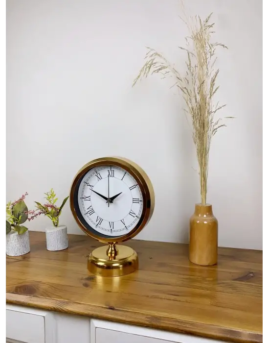 Gold Metal Retro Masa Saati 25×20 cm