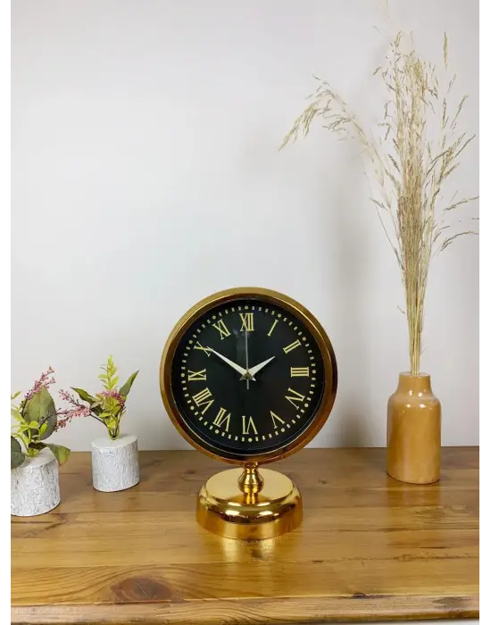 Gold Metal Sade Masa Saati 25×20 cm