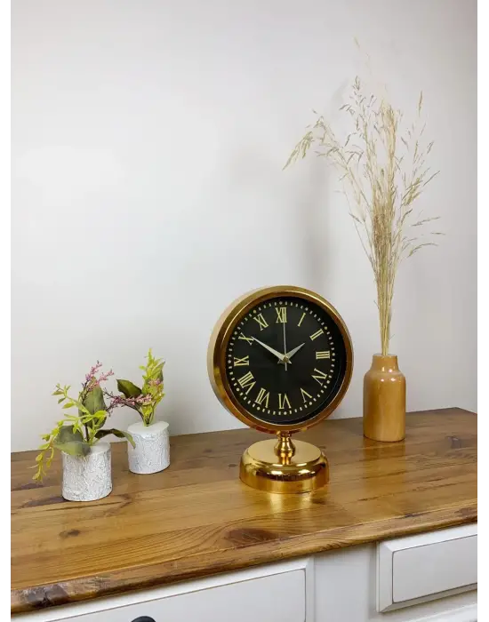 Gold Metal Sade Masa Saati 25×20 cm