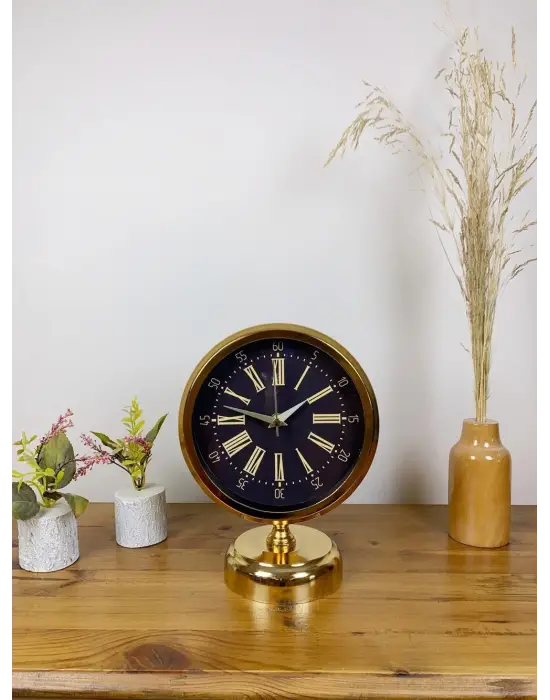 Gold Metal Zarif Masa Saati 25×20 cm
