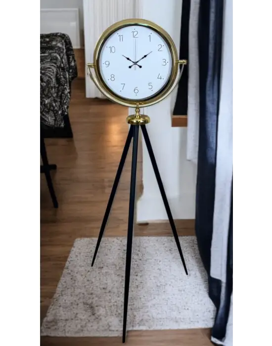 Gold Premium Dekoratif Tripod Ayaklı Saat