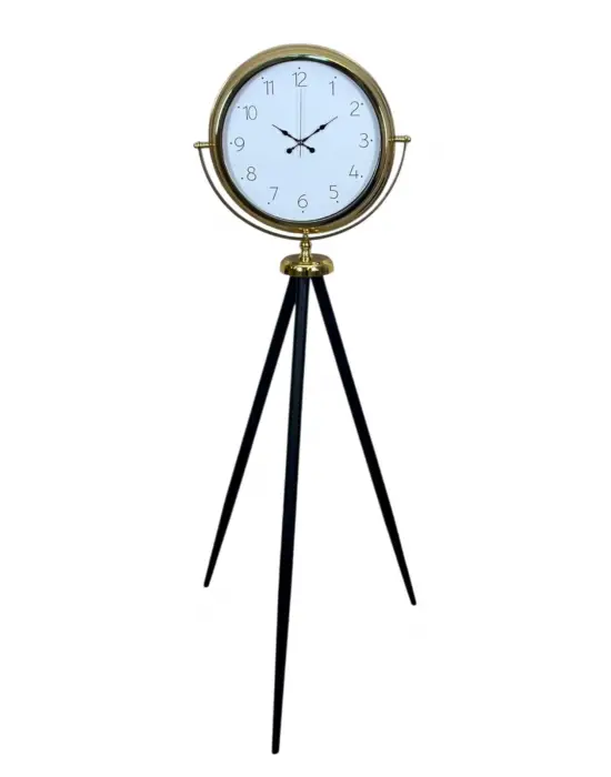 Gold Premium Dekoratif Tripod Ayaklı Saat