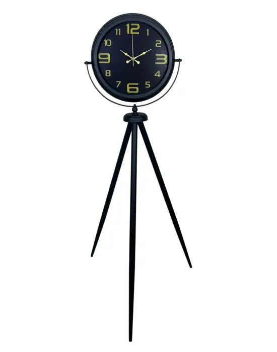 Gold Rakamlı Siyah Tripod Ayaklı Saat