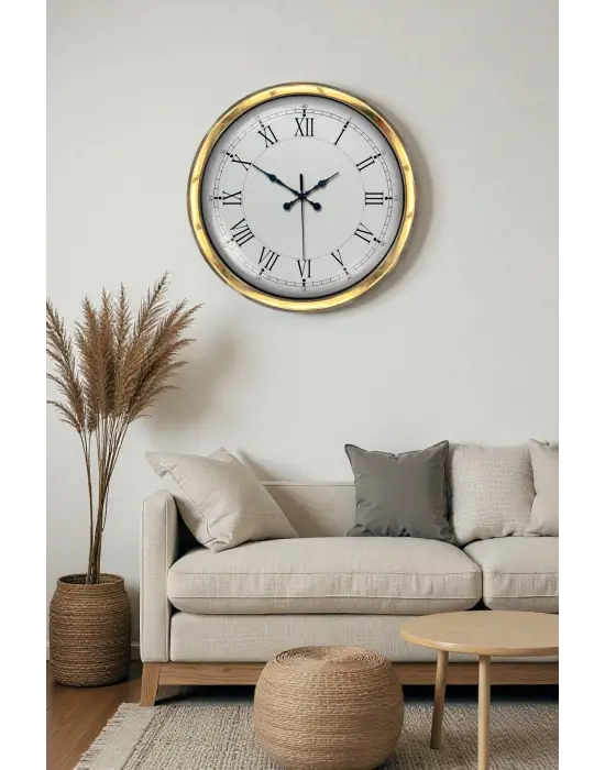 Gold Şık 40 Cm Metal Roma Rakamlı Duvar Saati