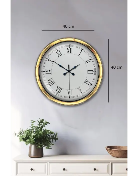 Gold Şık 40 Cm Metal Roma Rakamlı Duvar Saati