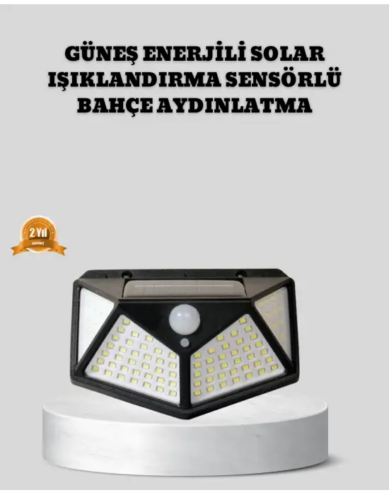 Güneş Enerjili Aydınlatma 100 Led Sensörlü Solar Dış Mekan Lamba