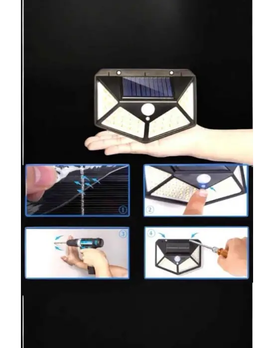 Güneş Enerjili Bahçe Aydınlatma Lambası Solar 100 Led Lamba