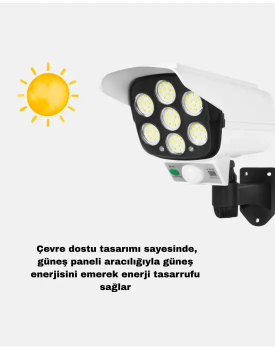 Güneş Paneliyle Şarj Olan Hareket Sensörlü Dış Mekan Güvenlik Lambası Ayarlanabilir