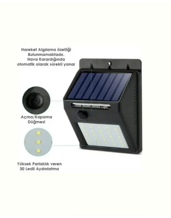 Hareket Sensörlü Solar Lamba | 120° Algılama Açısı, 3-4 Metre Mesafe, Suya Dayanıklı Led