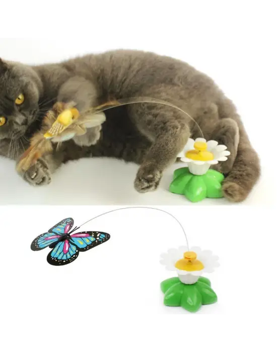 Hareketli Dönen Kelebek - Kedi Oyuncağı ( Pille Çalışır)