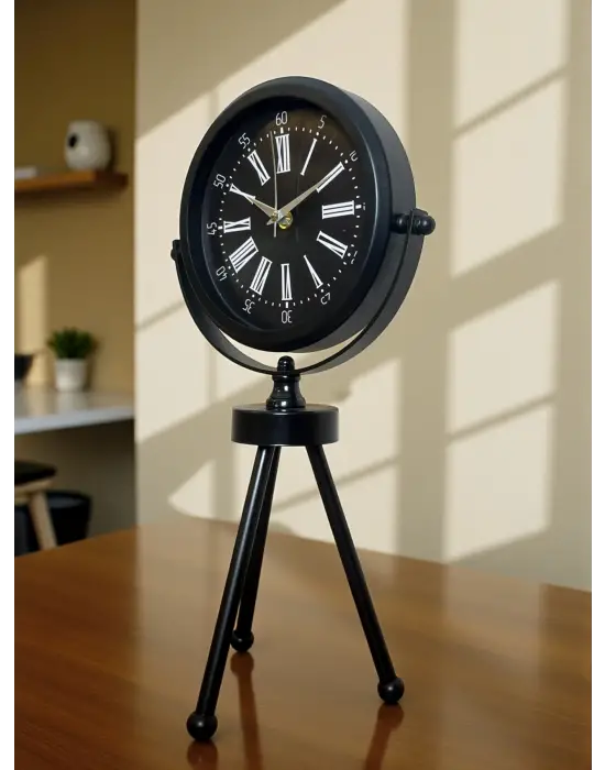 Heritage Black Üç Ayaklı Metal Masa Saati
