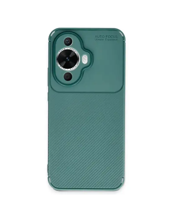Huawei Nova 12s Kılıf Auto Focus Karbon Kapak - Koyu Yeşil