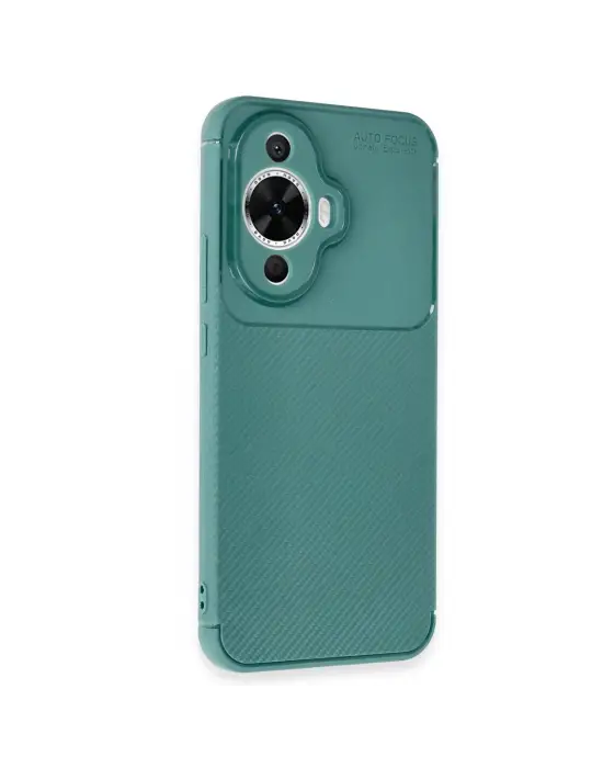 Huawei Nova 12s Kılıf Auto Focus Karbon Kapak - Koyu Yeşil