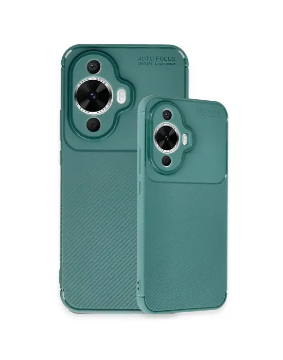 Huawei Nova 12s Kılıf Auto Focus Karbon Kapak - Koyu Yeşil