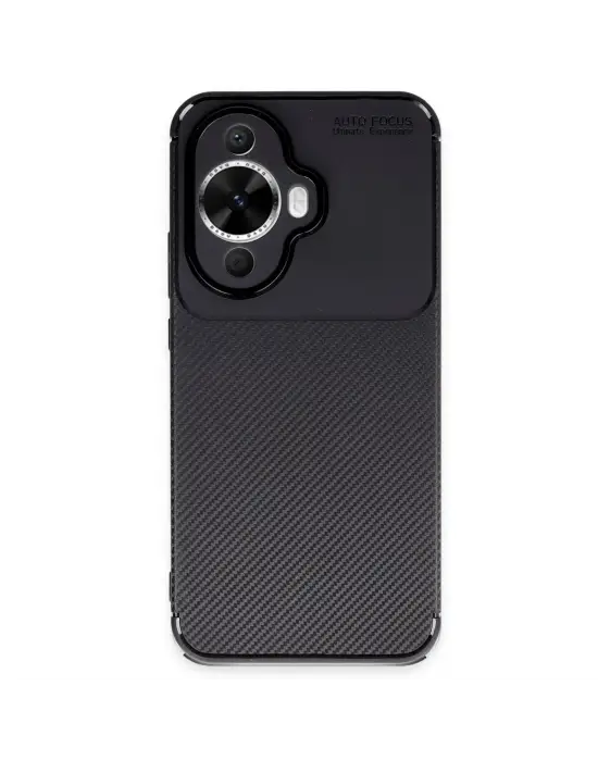 Huawei Nova 12s Kılıf Auto Focus Karbon Kapak - Siyah