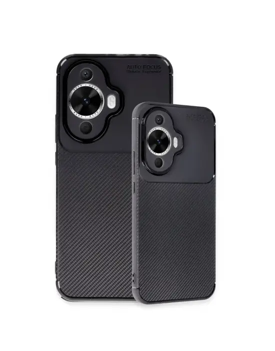 Huawei Nova 12s Kılıf Auto Focus Karbon Kapak - Siyah
