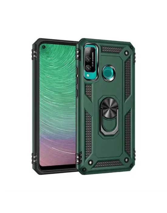 Huawei P40 Lite E Kılıf Sofya Yüzüklü Silikon Kapak - Yeşil