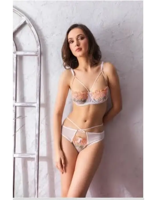 ieg™  32052 Çiçekli Transparan Straplez Sütyen ve String Takım