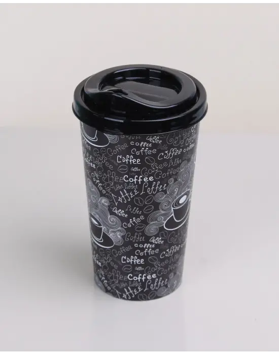 ieg™ 4 Adet Kahve Bardağı - Kapaklı Desenli 400ml