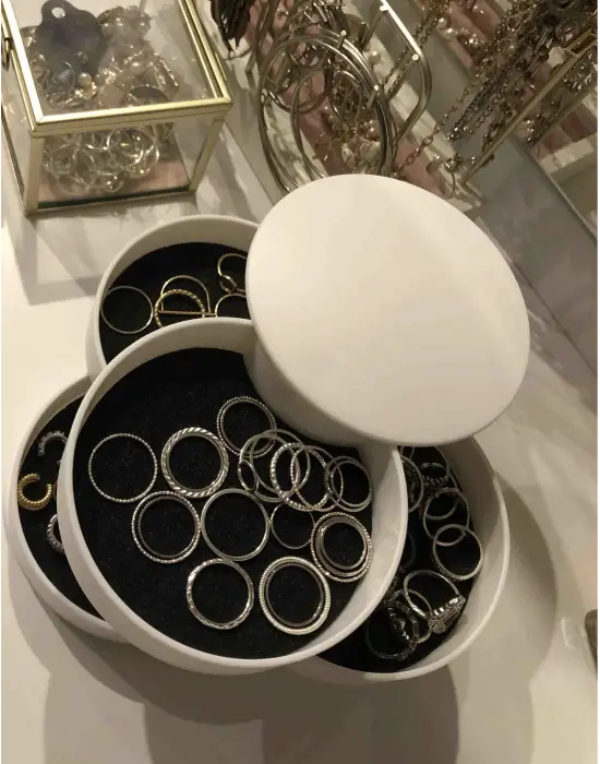 ieg™ 4 Katlı Dönebilen Silindir Takı Ve Makyaj Organizer Kutusu