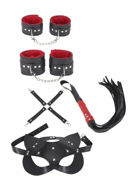 ieg™ 4lü Kol Bacak Kırbaç Maske Deri Aksesuar Set