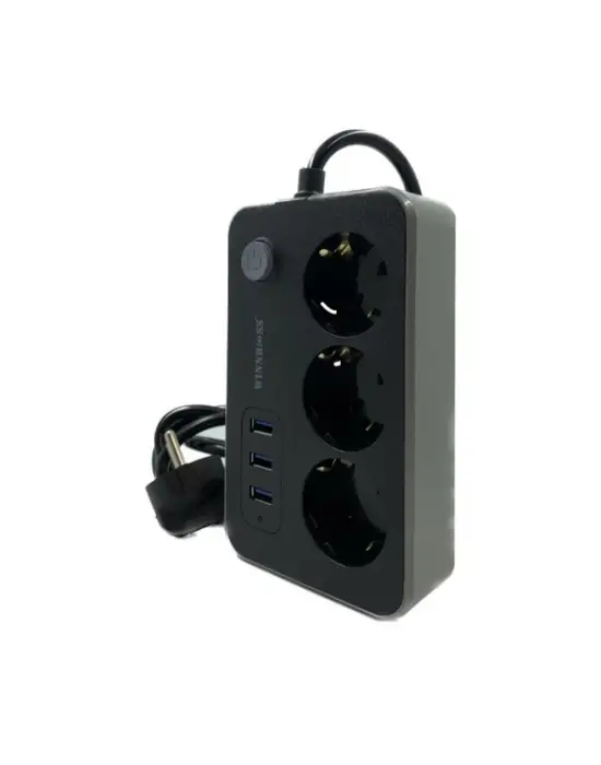 Akım Korumalı 3 Prizli 3 USB Girişli Uzatma Kablosu