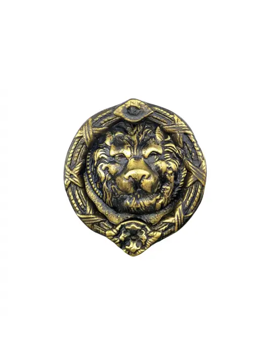 ieg™ Antika Tarz Dekoratif Pirinç Aslan Kapı Tokmağı, Taktak - 185 mm, Antik