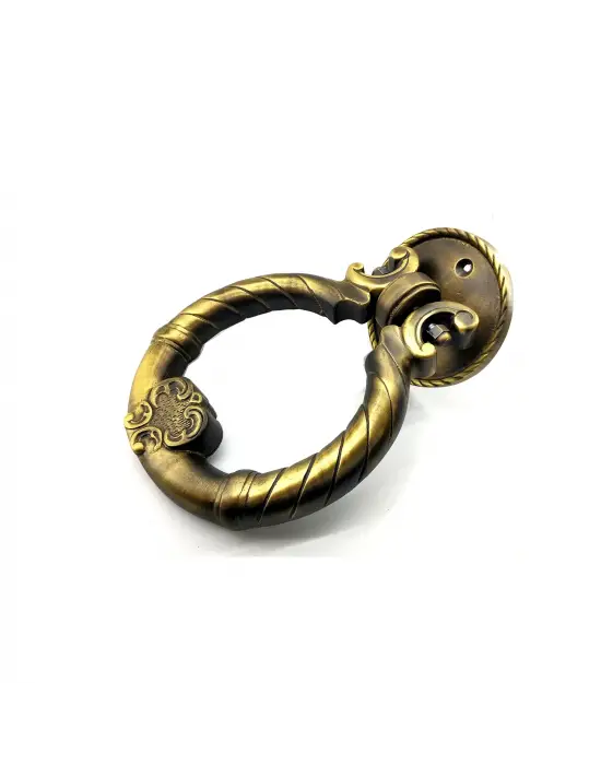 ieg™ Antika Tarz Dekoratif Pirinç Saray Kapı Tokmağı, Taktak - 97mm, Antik