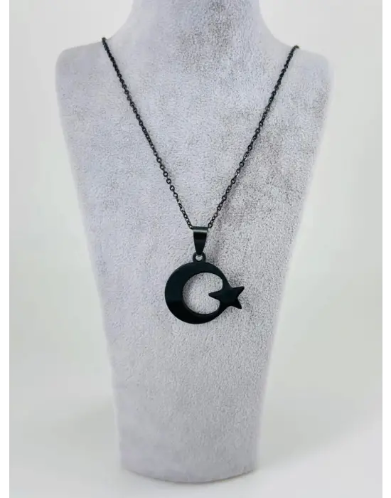 IEG - Ay Yıldız Figürlü Çelik Erkek Kolye