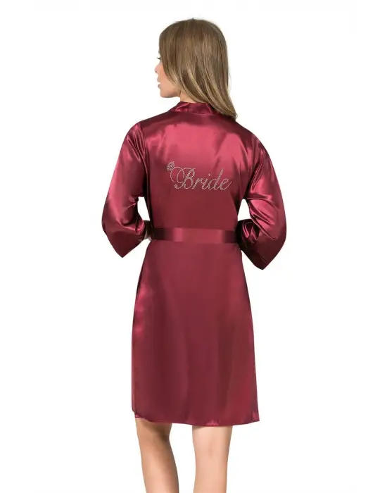 ieg™ Bordo Kısa Saten Bride Sabahlık