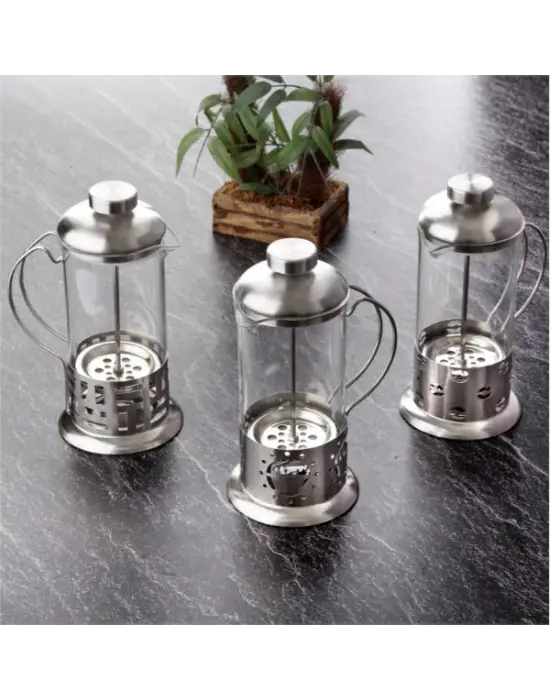 Çelik Kulplu Cam French Press - 350 ml