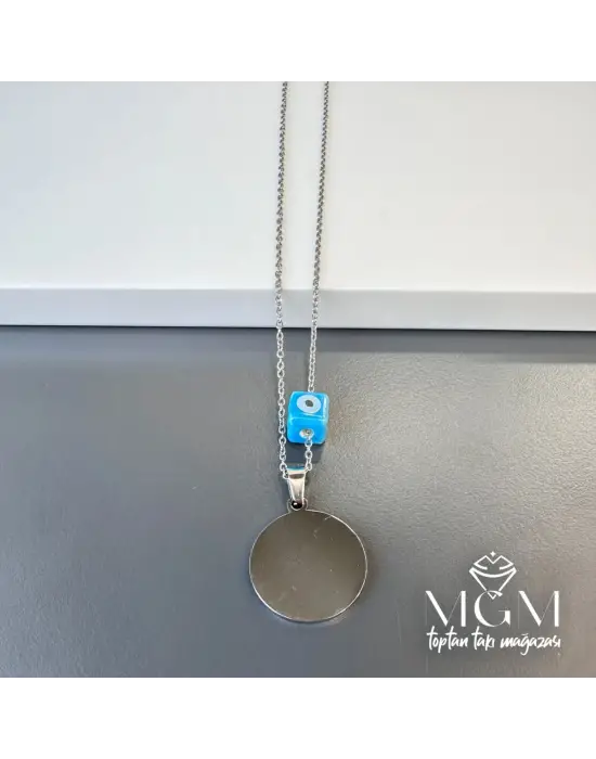 IEG - Çelik Plaka Kolye Nazar Boncuklu
