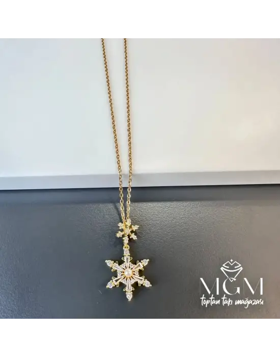 IEG - Çelik Zirkon Taşlı Kar Tanesi Kolye