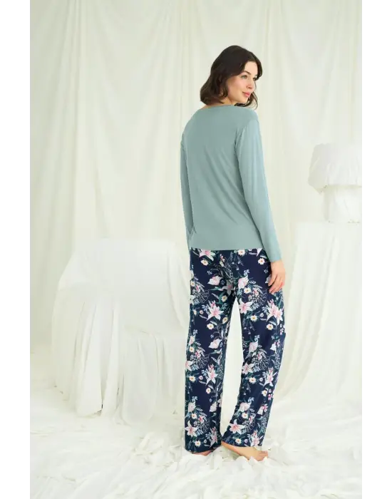 ieg™ Çiçek ve Yaprak Desenli Baskılı Pijama Takımı
