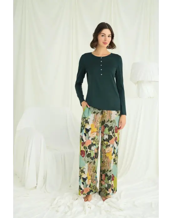 ieg™ Çiçek ve Yaprak Desenli Pijama Takımı