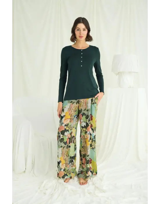 ieg™ Çiçek ve Yaprak Desenli Pijama Takımı