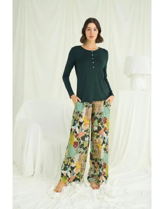 ieg™ Çiçek ve Yaprak Desenli Pijama Takımı