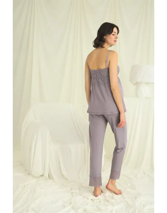 ieg™ Dantelli Hamile Lohusa 3lü Pijama Takımı