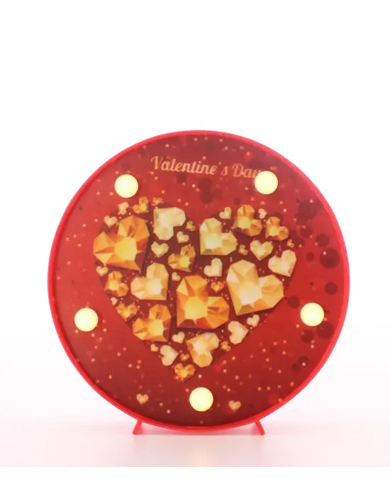 Dekoratif  3D Led Lamba Gold Kalp Temalı  Led Lamba