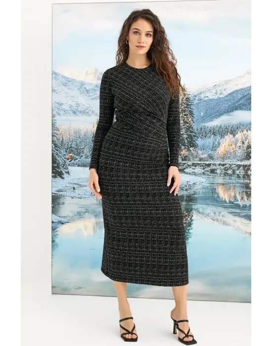 ieg™ Desenli Uzun Kollu Elbise