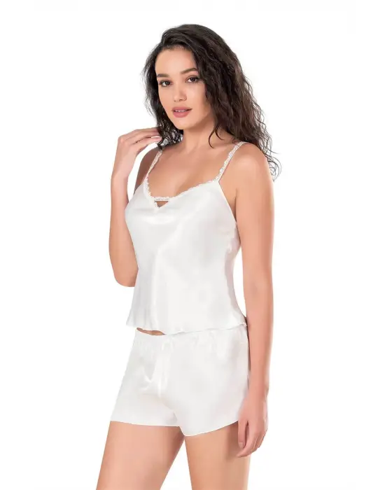 ieg™ Ekru Saten Babydoll Şort Takımı