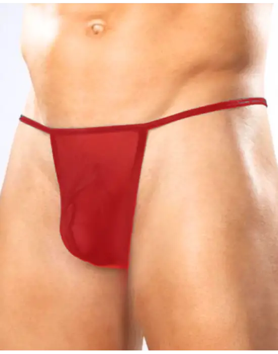 Fantezi Kırmızı Transparan Seksi Tül Erkek String IEG4602