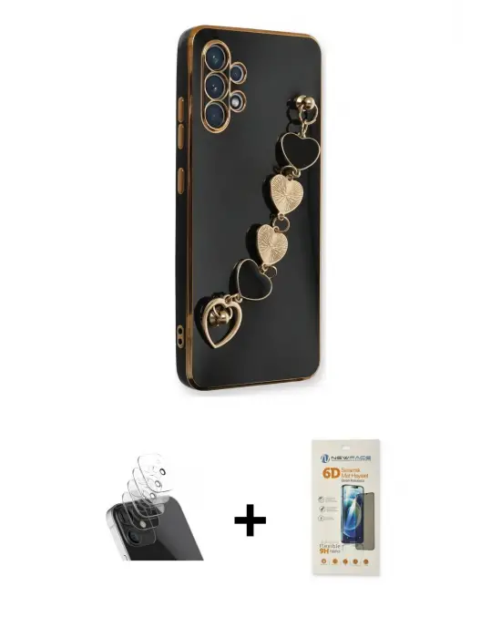 ieg™ Galaxy A32 Kılıf Nova Işık Prime - Siyah 6D Mat Seramik Hayalet Nano Ekran Koruyucu + Kamera Lens Koruma Cam - SF