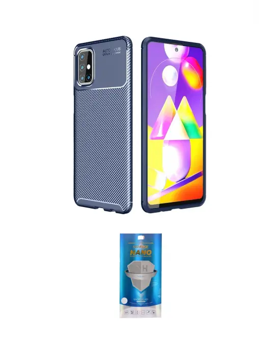 ieg™ Galaxy M31S Kılıf Eksen Form Prime - Şeffaf Royal Nano Ekran Koruyucu