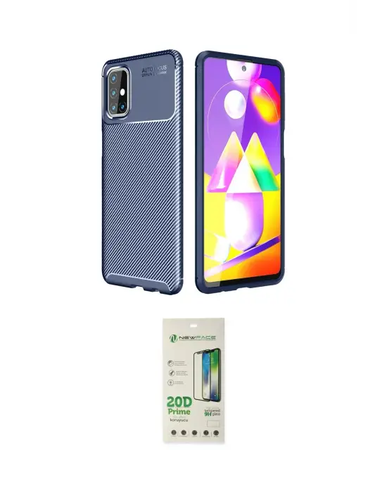 ieg™ Galaxy M31S Kılıf Eksen Form Prime - Siyah 20D Premium Cam Ekran Koruyucu