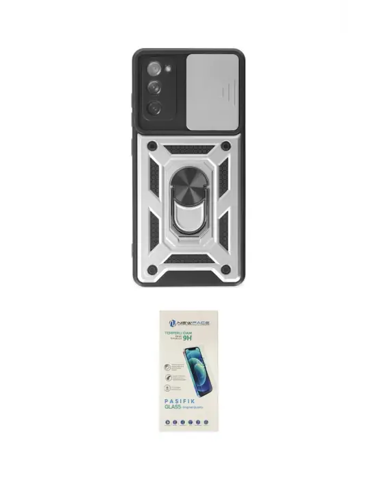 ieg™ Galaxy S20 FE Kılıf Ahenk Klasik - Şeffaf Pasifik Cam Ekran Koruyucu