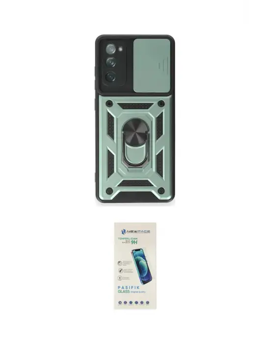 ieg™ Galaxy S20 FE Kılıf Ahenk Klasik - Şeffaf Pasifik Cam Ekran Koruyucu