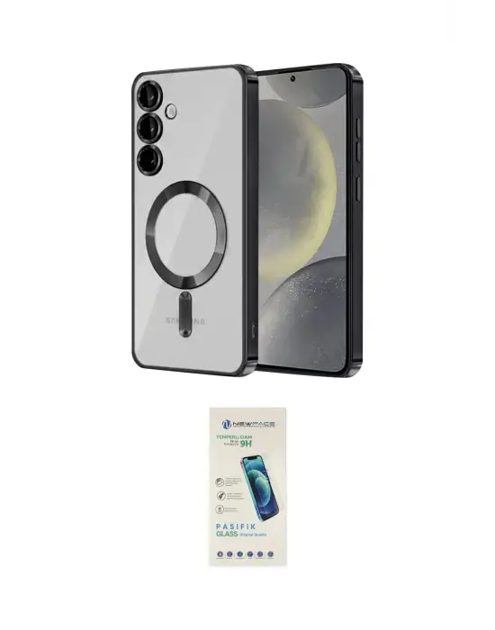 ieg™ Galaxy S23 Plus Kılıf Nova Işık Özel Seri - Şeffaf Pasifik Cam Ekran Koruyucu