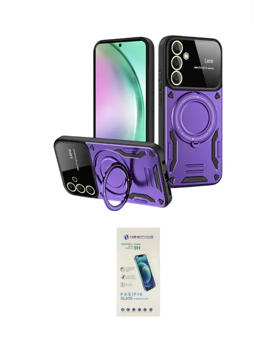 ieg™ Galaxy S24 FE Kılıf Kıvılcım Modern Serisi - Şeffaf Pasifik Cam Ekran Koruyucu